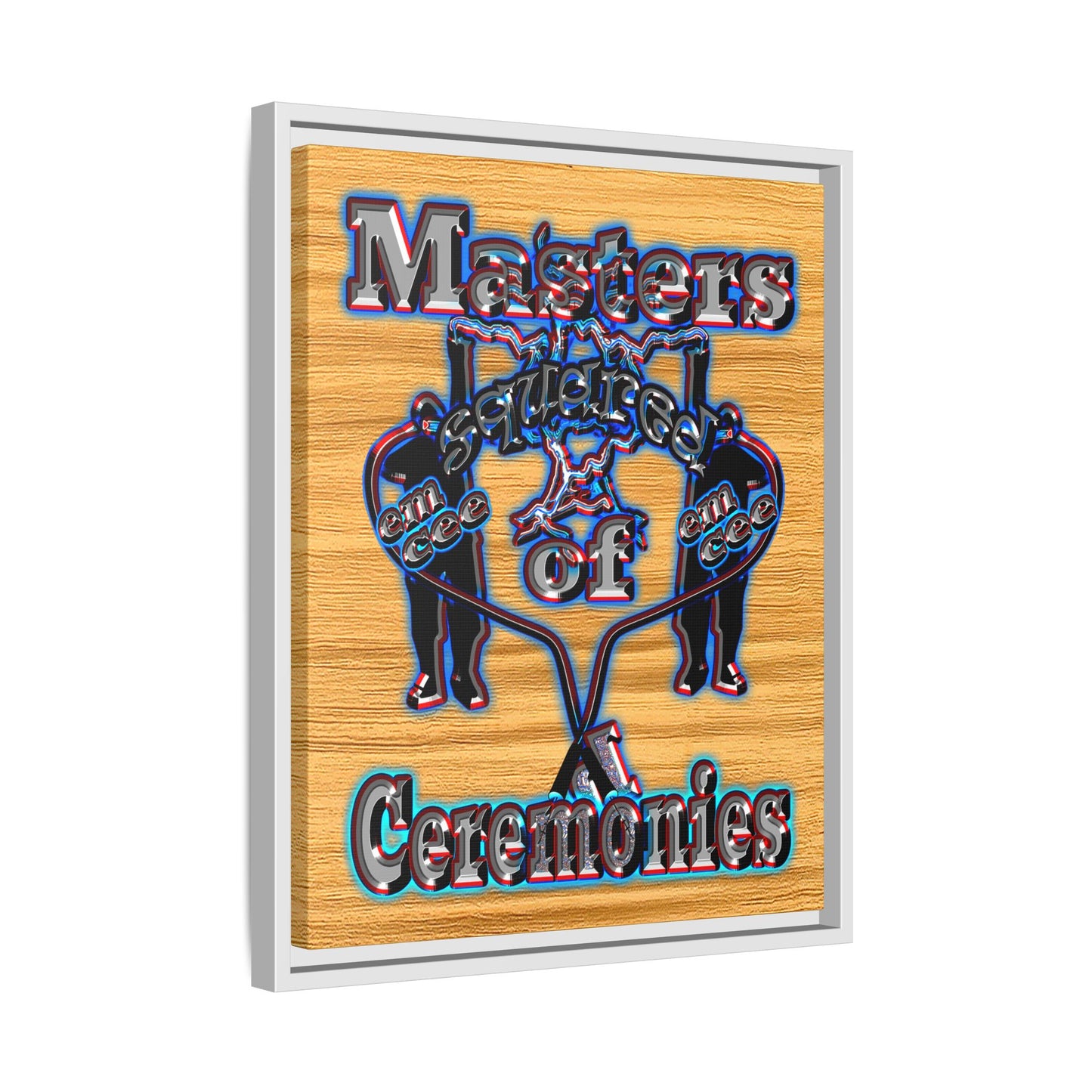 em cee squared - framed canvas art (butterscotch wood finish)