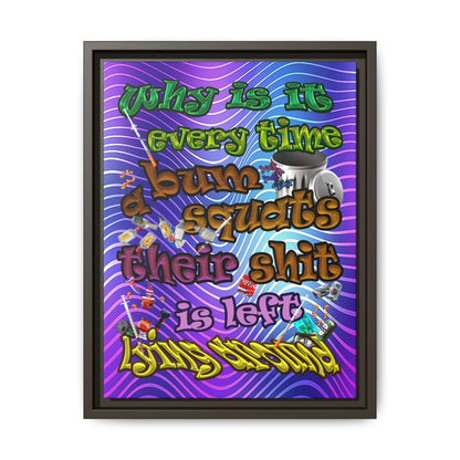 the bum's shit - framed canvas art (purple wave)