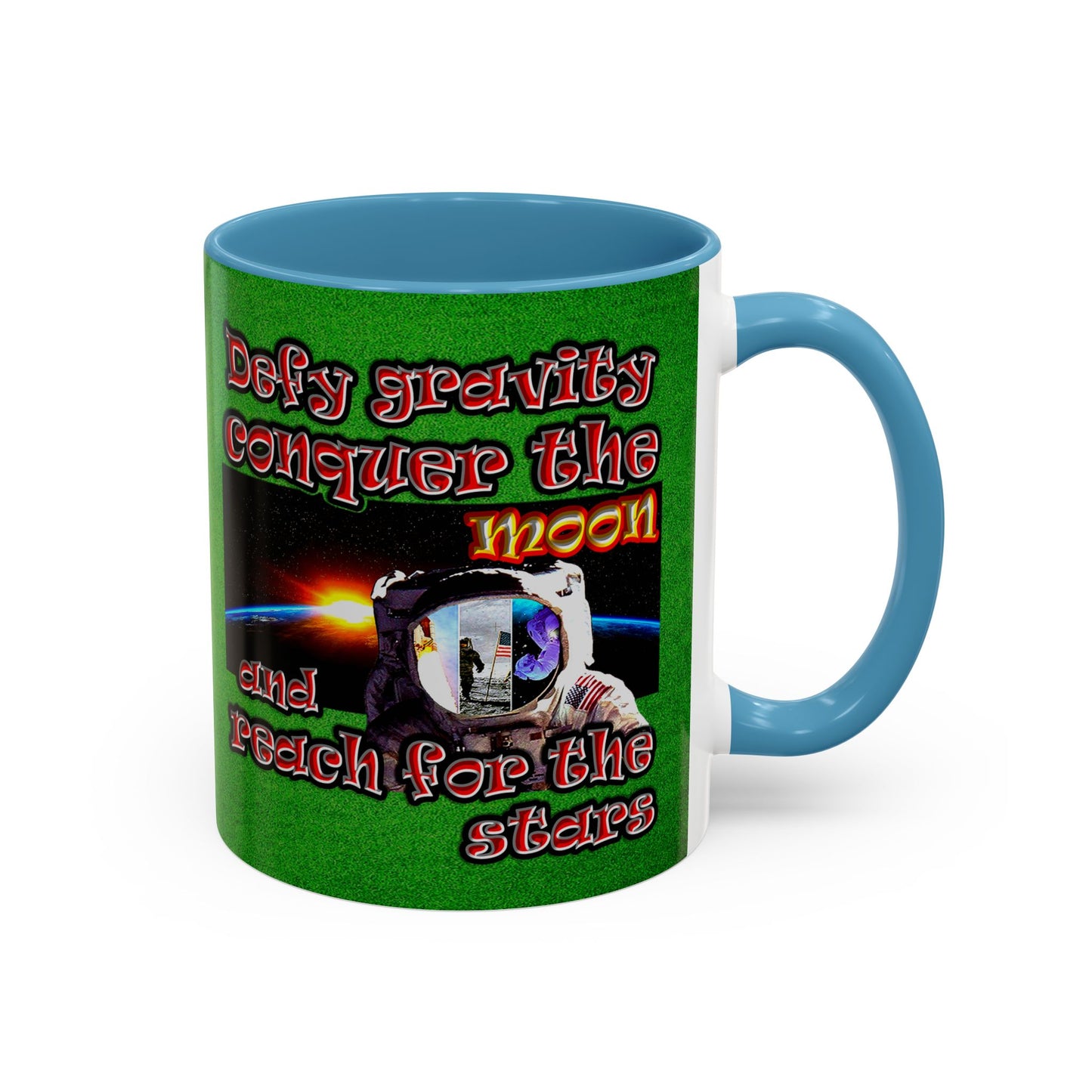 defy conquer reach - Accent Mug (green turf)