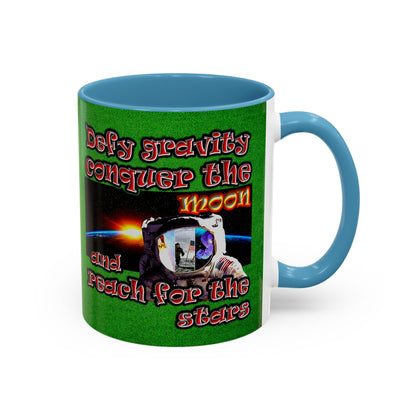 defy conquer reach - Accent Mug (green turf)