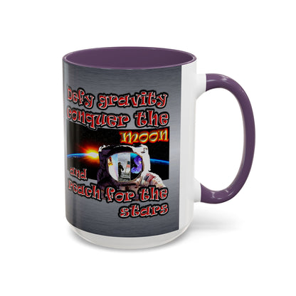 defy conquer reach - Accent Mug (brushed nickel)