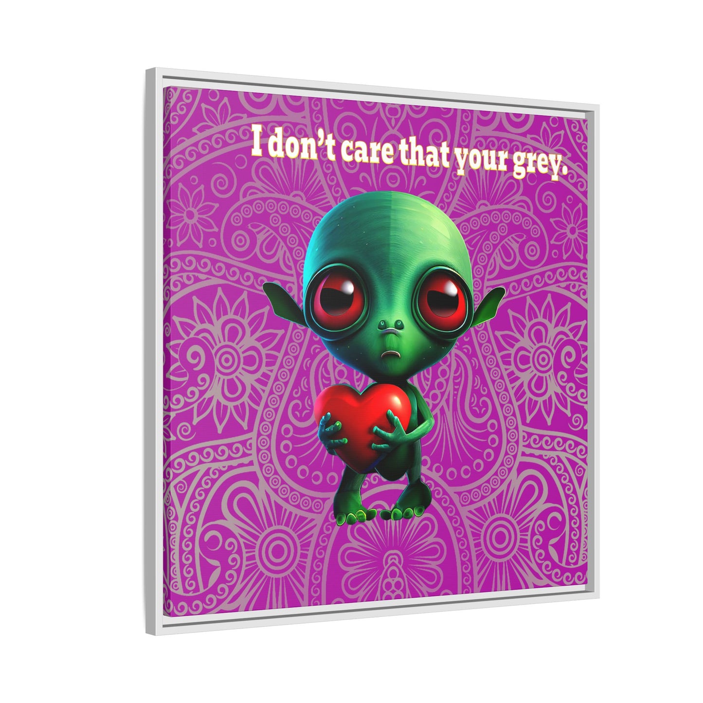 I don't care that your grey - framed canvas art (pink swirl)