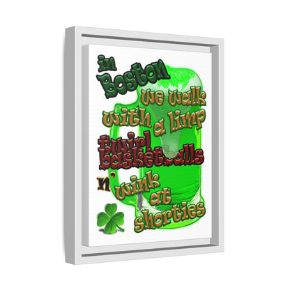 celtics logo - framed canvas art (white)