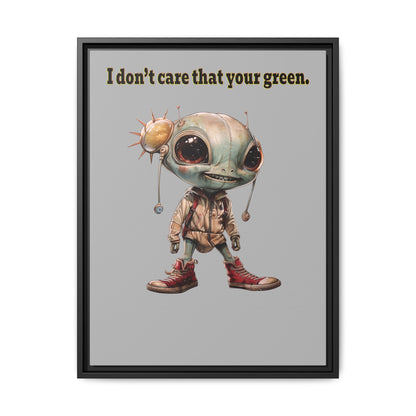 I don't care that your green - framed canvas art (light grey)