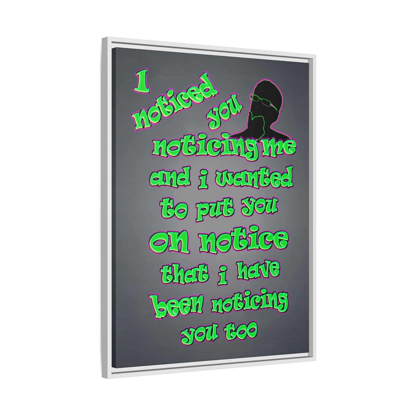 noticed you noticing - framed canvas art (grey-light grey)