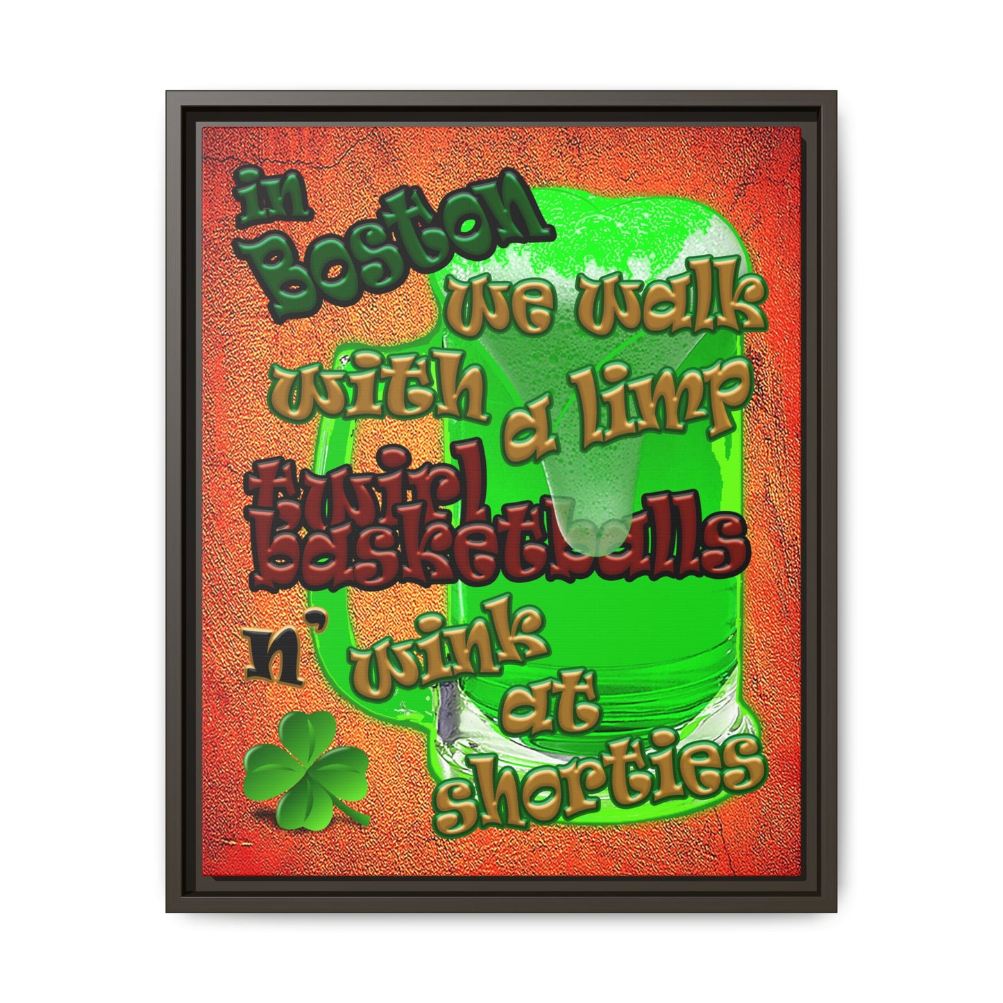 celtics logo - framed canvas art (burnt orange)