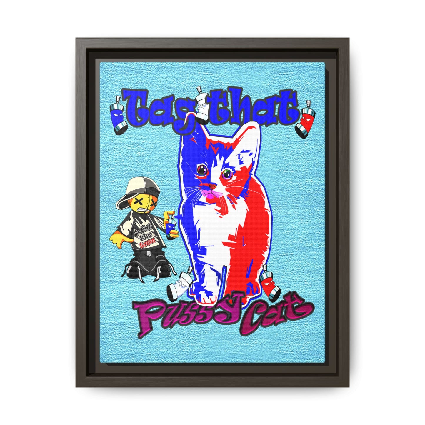 tag that - framed canvas art (faded blue)