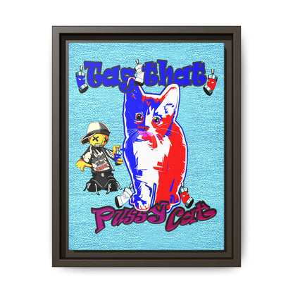 tag that - framed canvas art (faded blue)