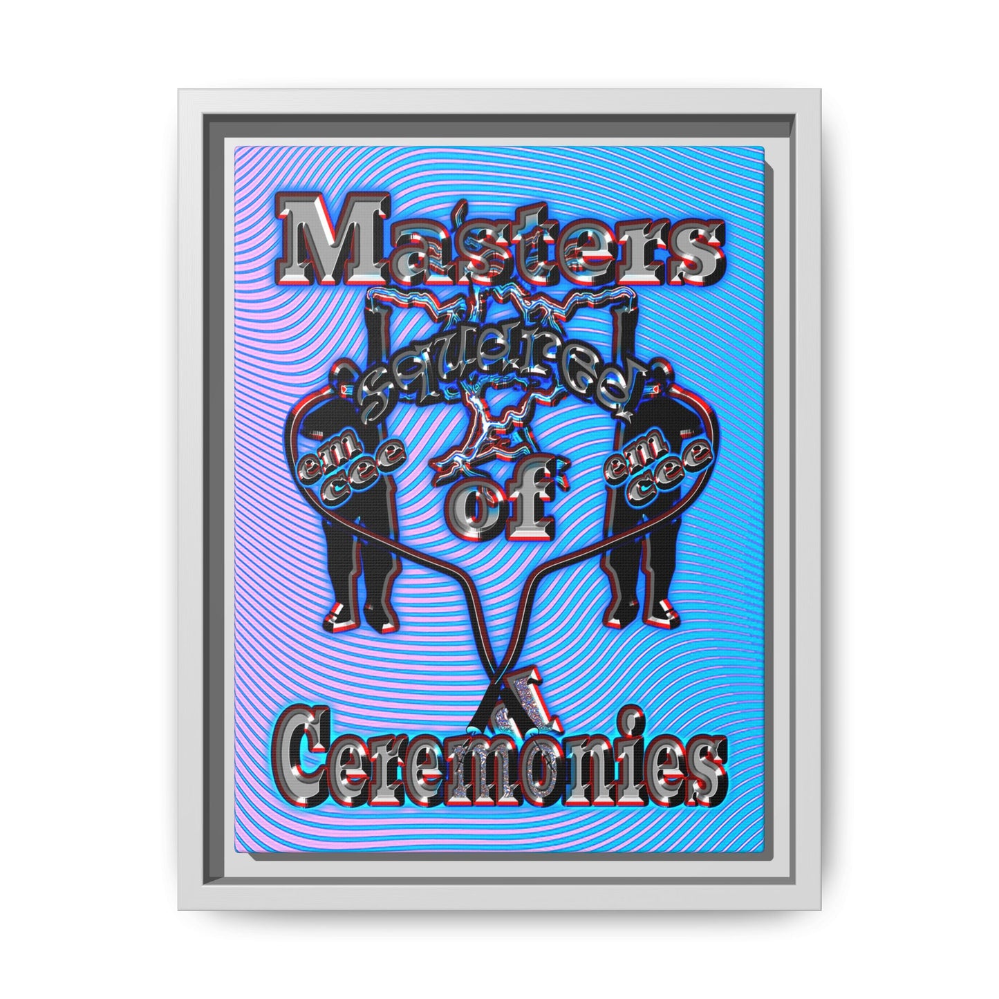 em cee squared - framed canvas art (light blue-purple wave)