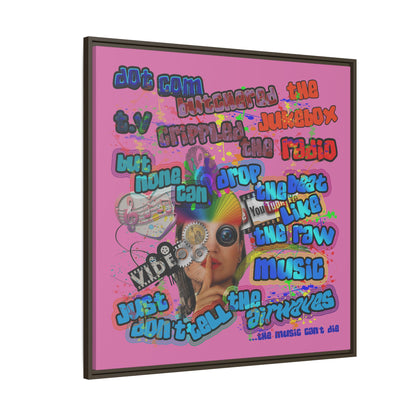 drop the beat - framed canvas art (light pink)