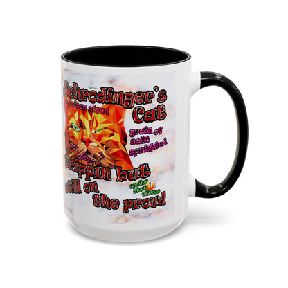 schrodinger's cat - Accent Mug (white marble)