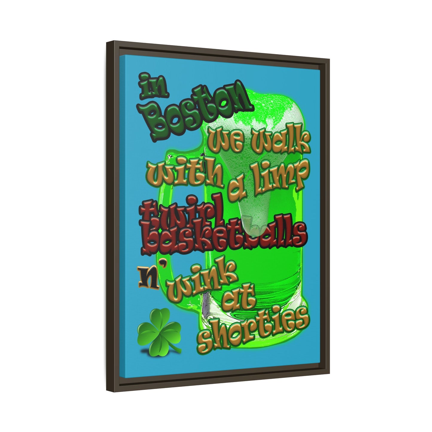 celtics logo - framed canvas art (turquoise)