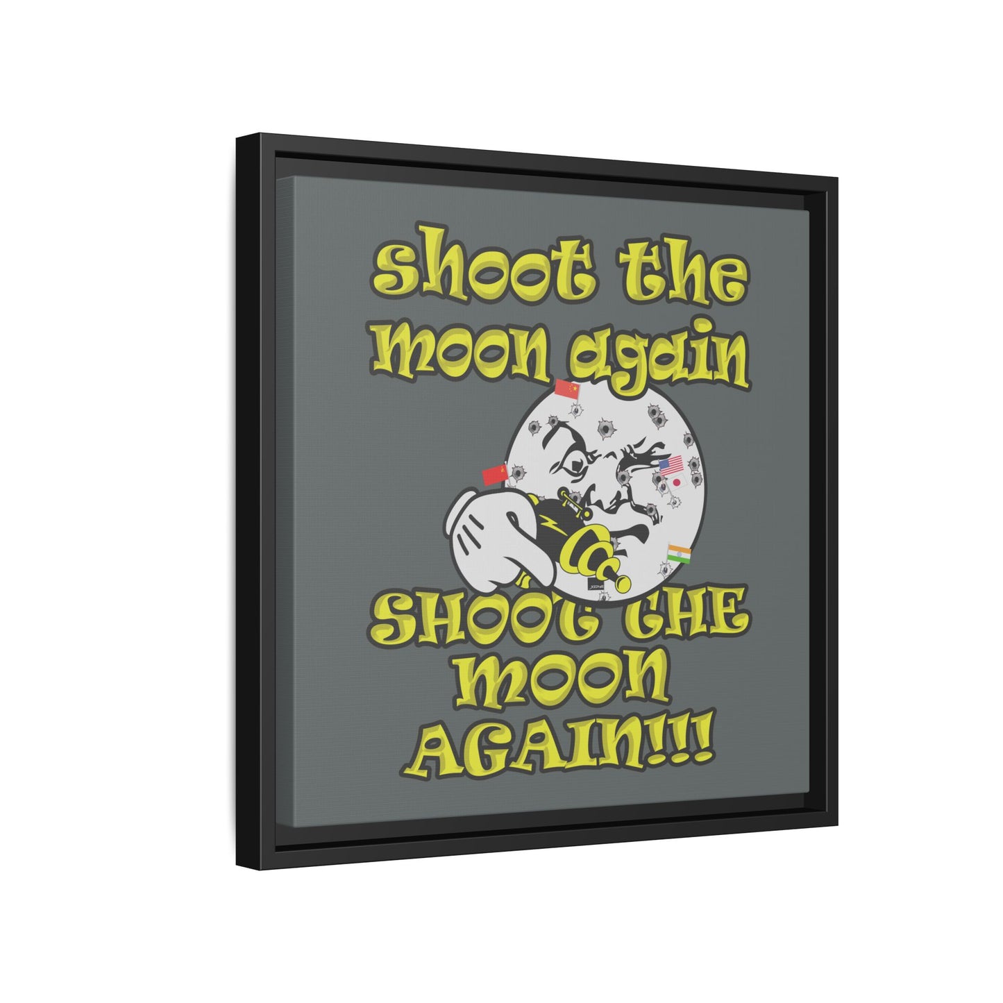 shoot the moon again - framed canvas art (dark grey)