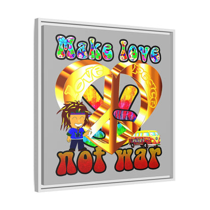 love peace - framed canvas art (light grey)