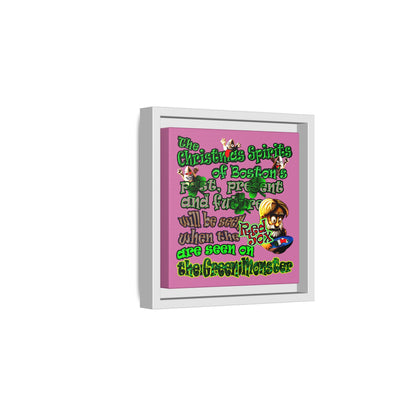 christmas spirits of boston - framed canvas art (light pink)