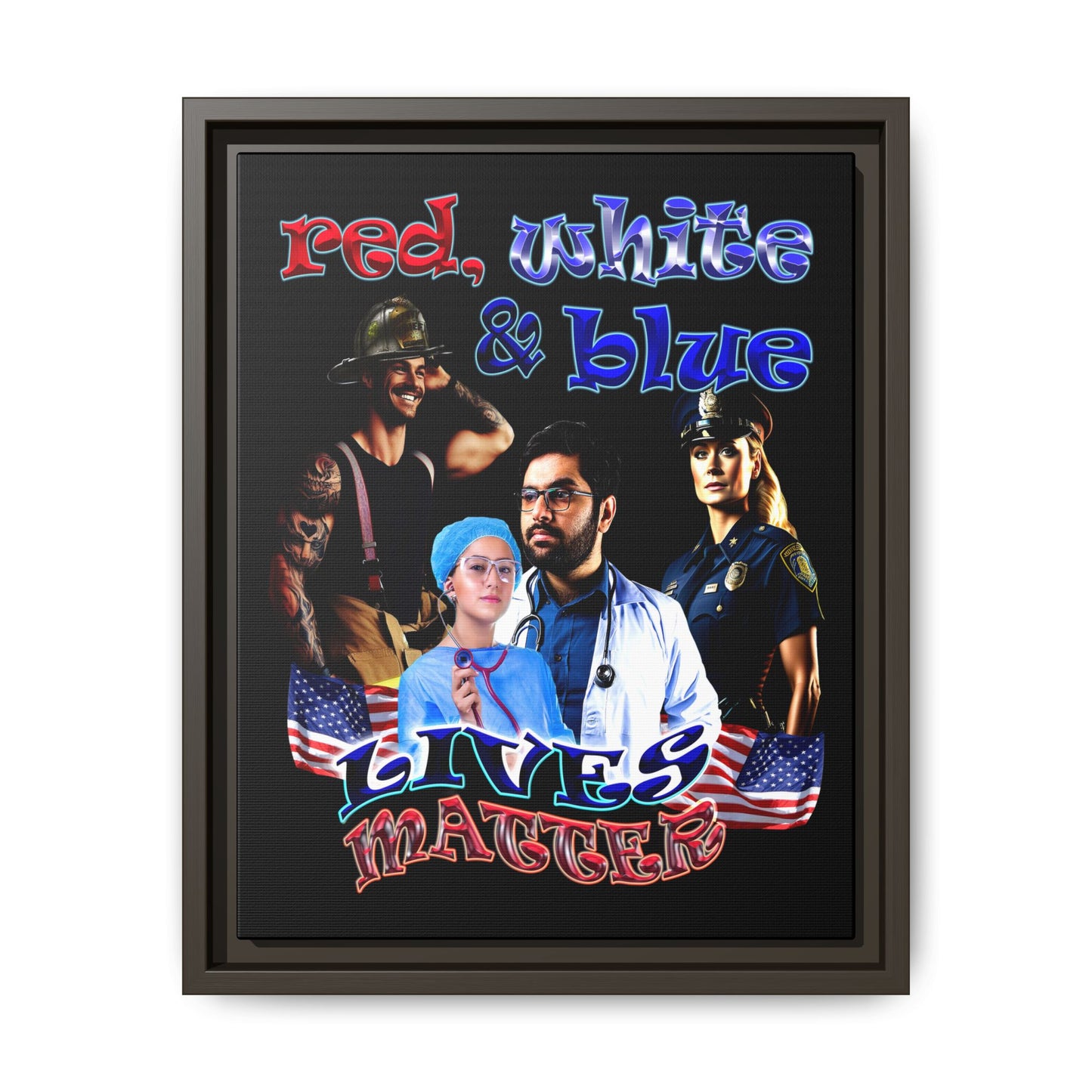 rw&b lives matter - framed canvas art (black)