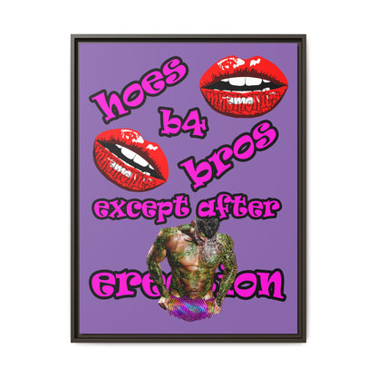 hoes b4 bros - framed canvas art (light purple)