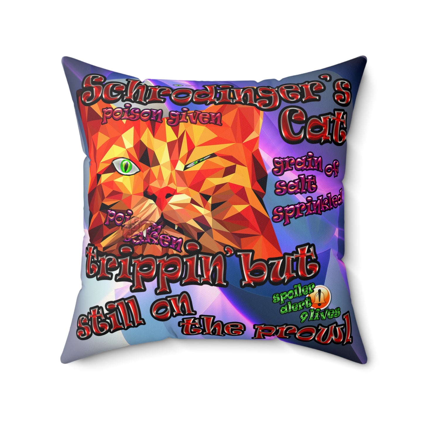 schrodinger's cat - Faux Suede Square Pillow - (grey-pink wave)