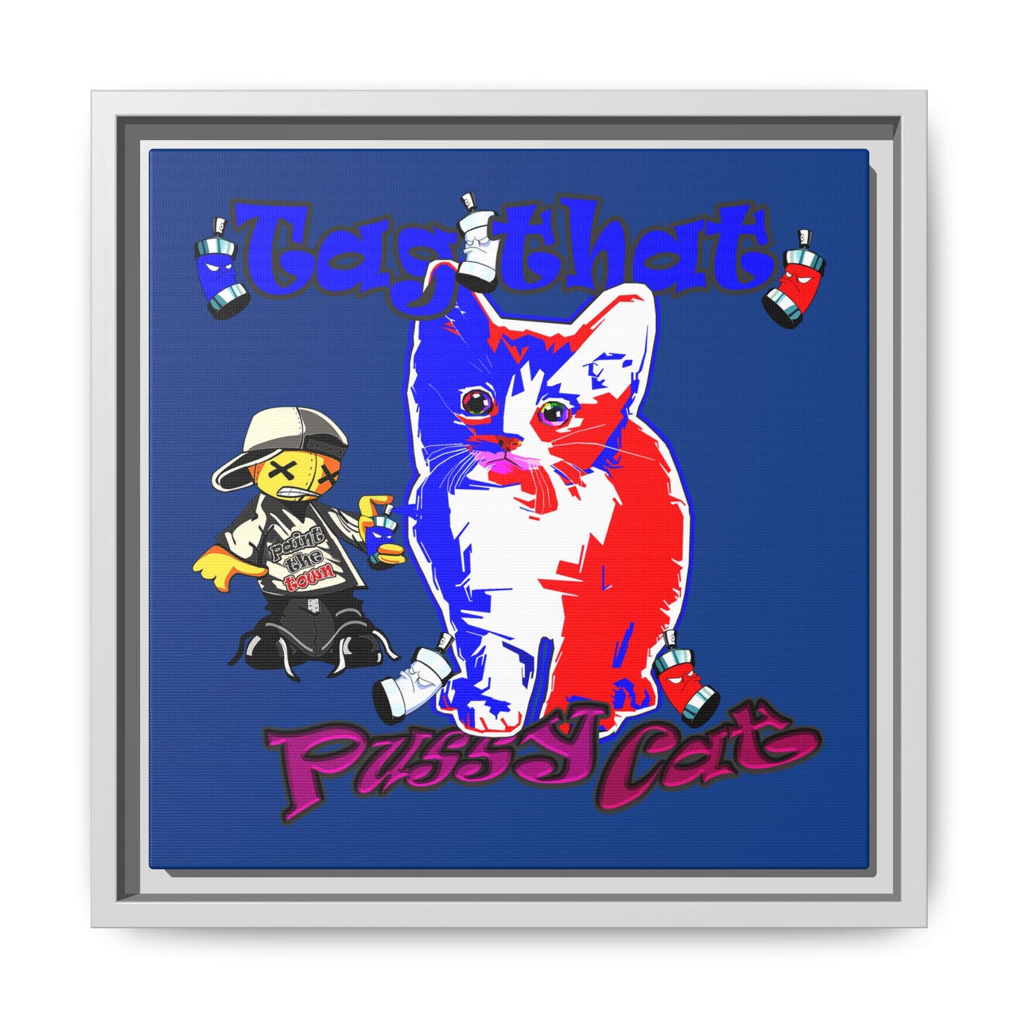 tag that - framed canvas art (dark blue)