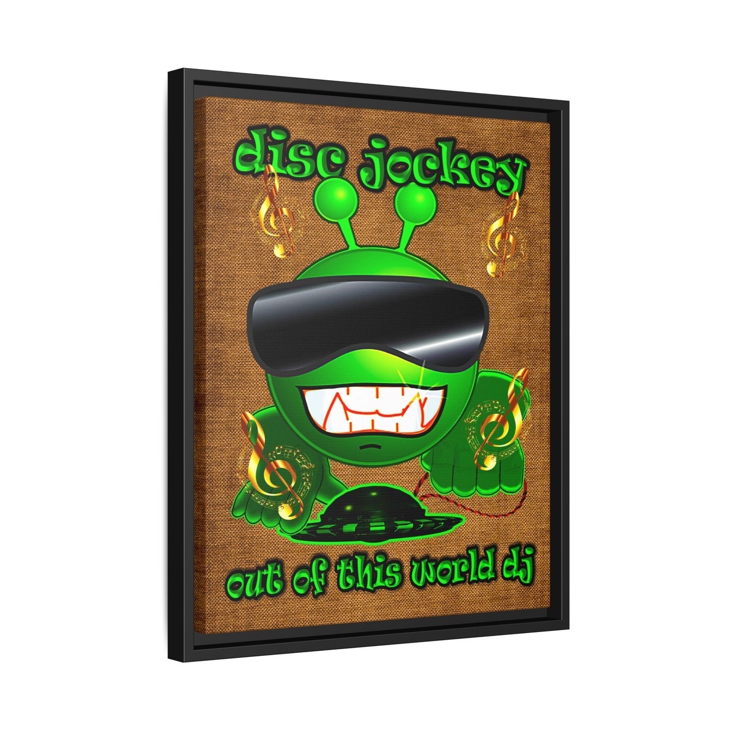 disc jockey - framed canvas art (brown papyrus)