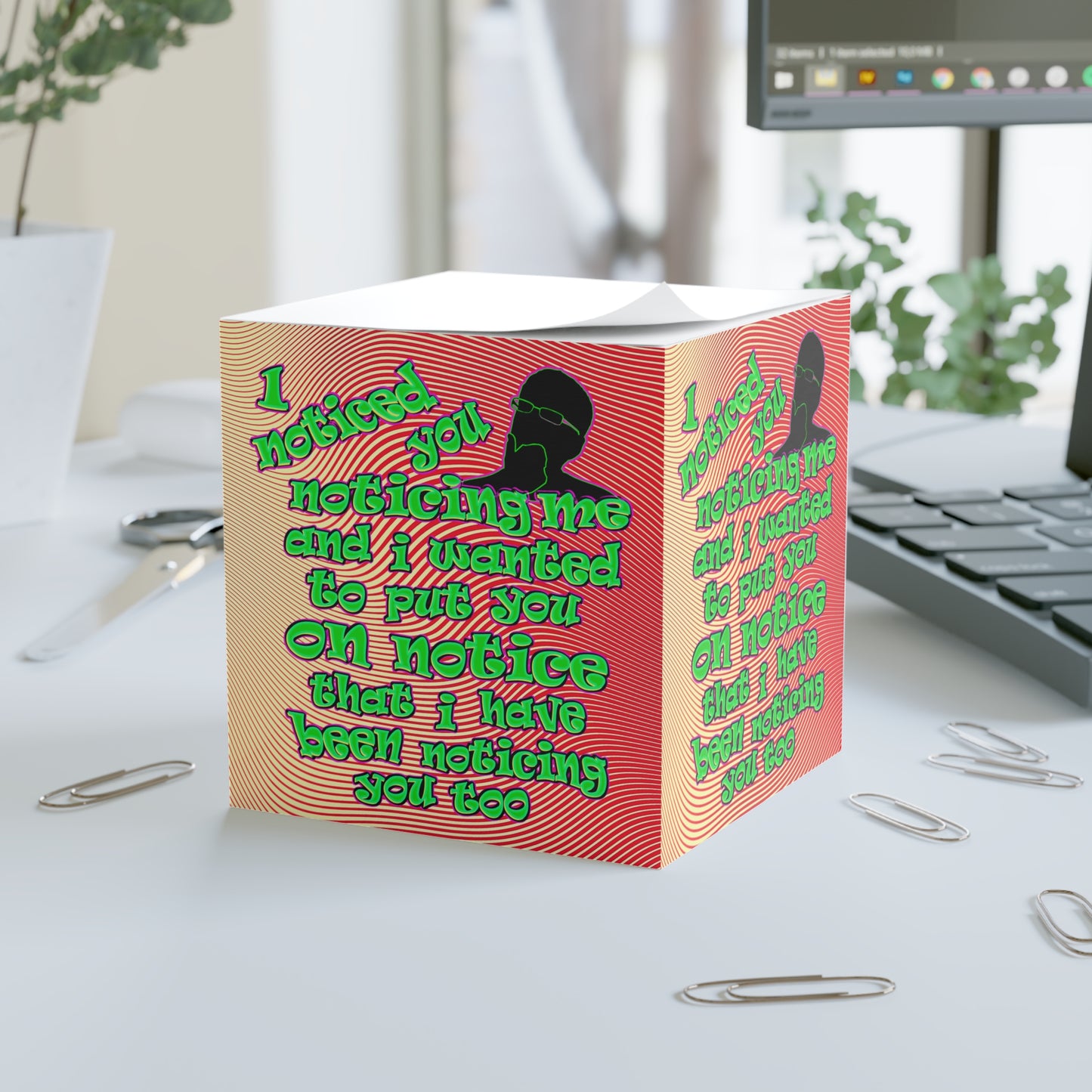 noticed you noticing - note cube (yellow-orange wave)