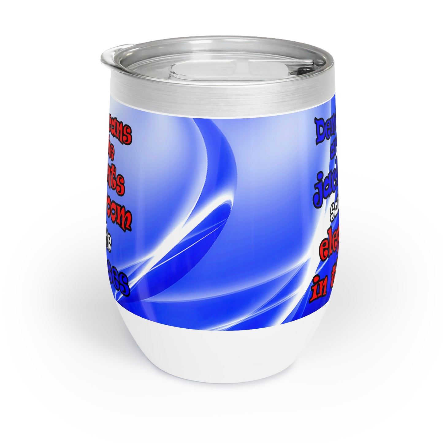 donkeys and elephants - Chill Wine Tumbler (blue-white wave)