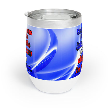 donkeys and elephants - Chill Wine Tumbler (blue-white wave)