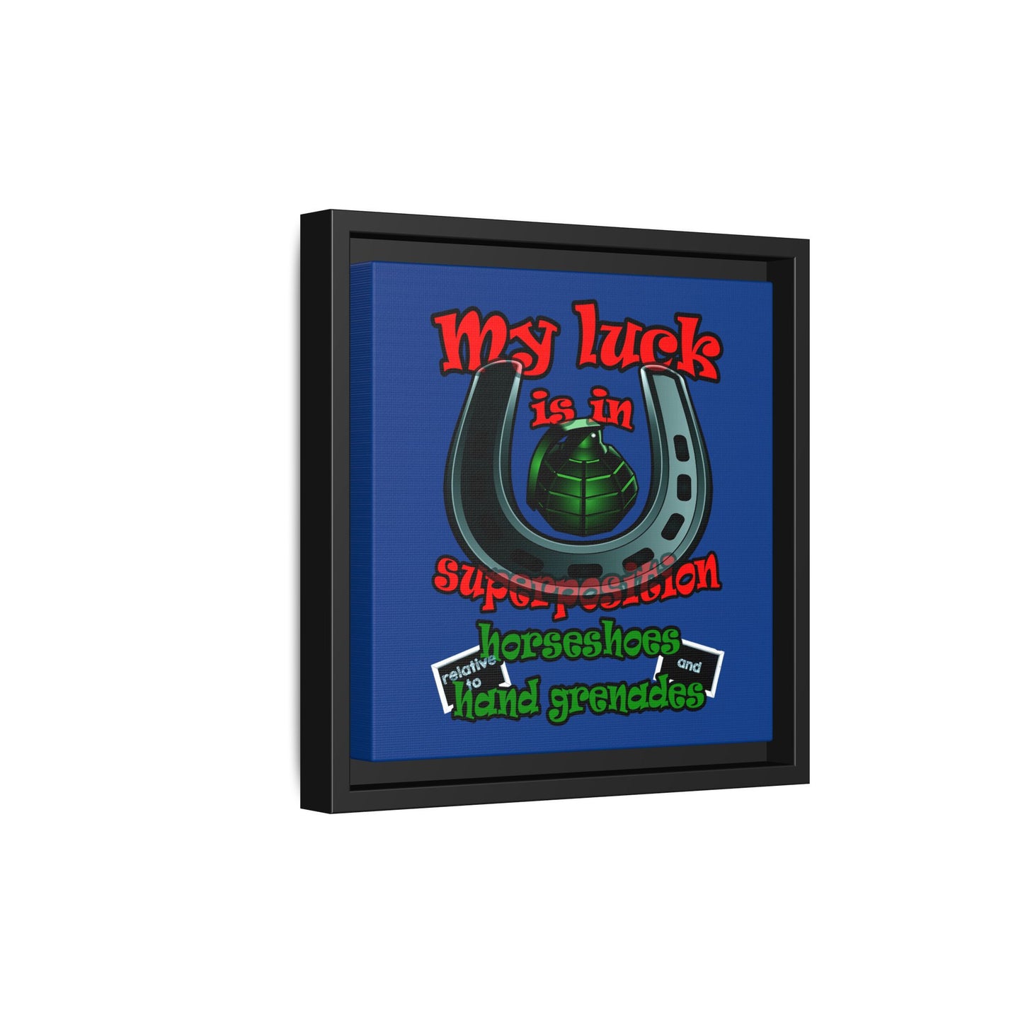 my luck - framed canvas art (dark blue)