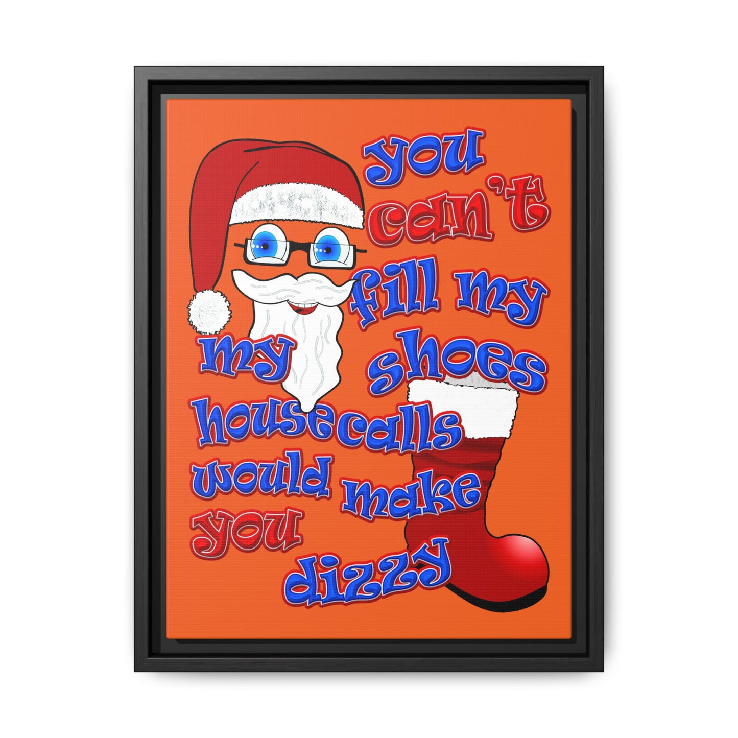 santa's shoes - framed canvas art (orange)