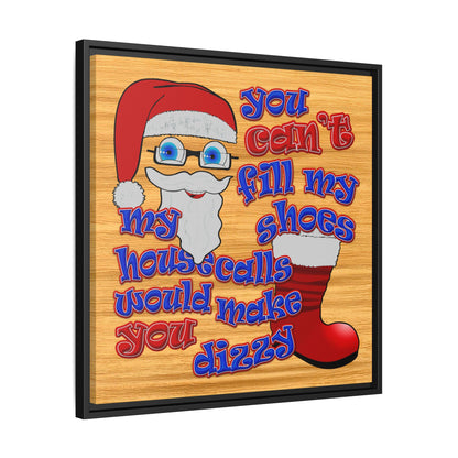 santa's shoes - framed canvas art (butterscotch wood finish)