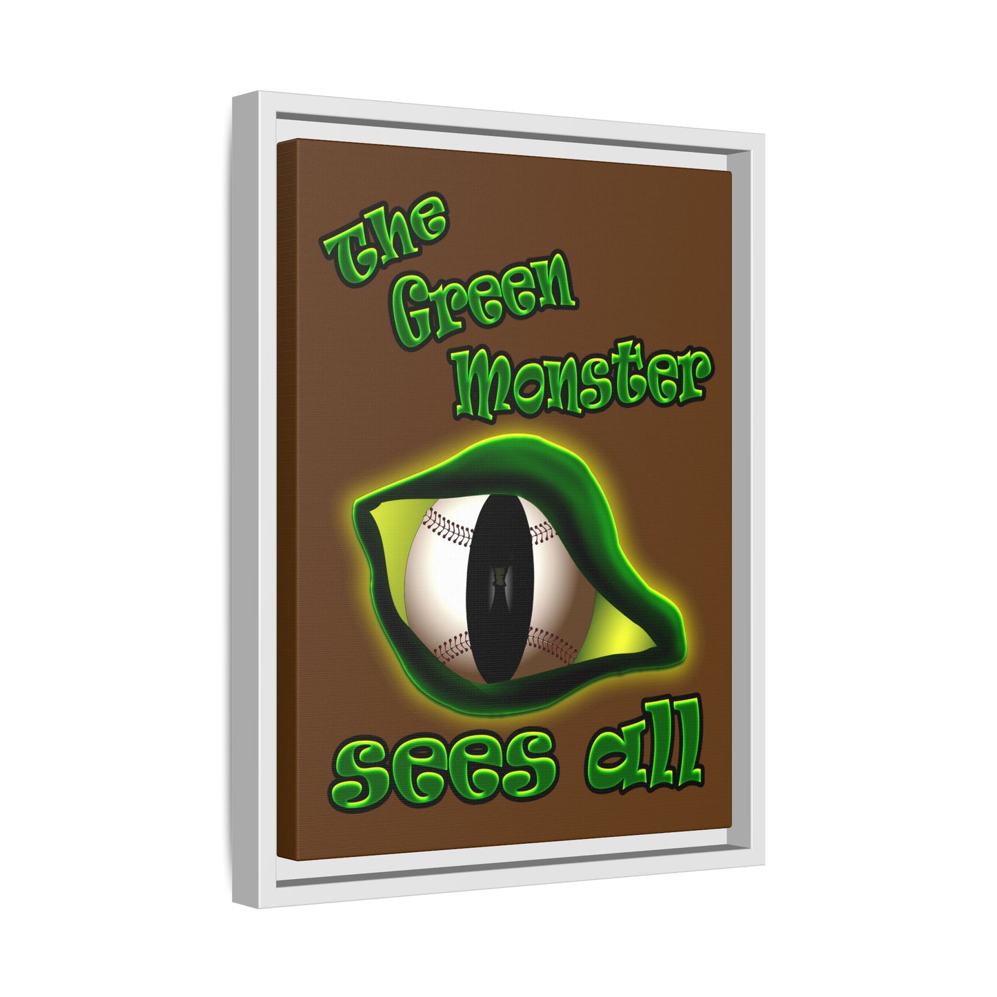 green monster - framed canvas art (brown)