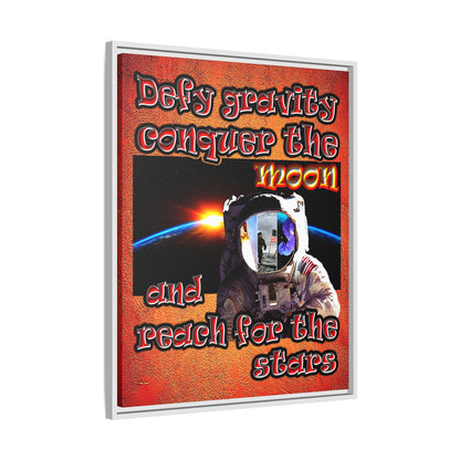 defy conquer reach - framed canvas art (burnt orange)