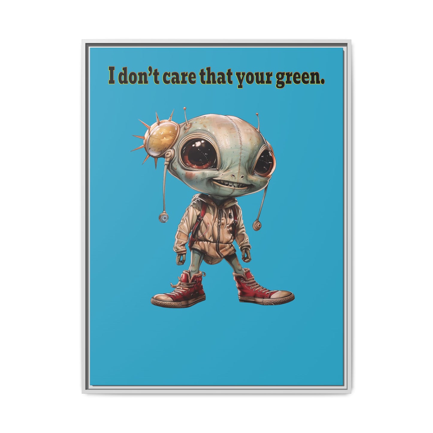 I don't care that your green - framed canvas art (turquoise)
