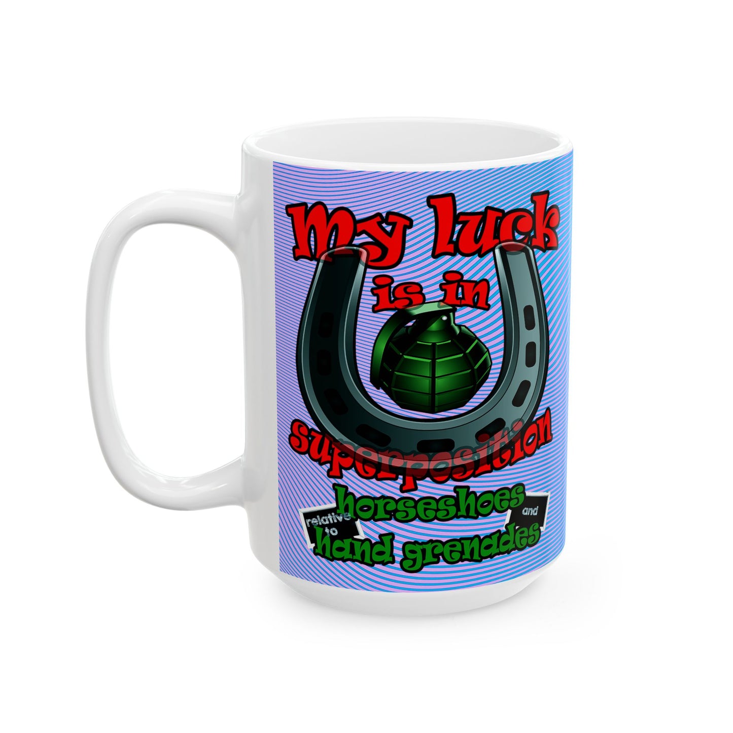 my luck - White Mug (light blue-purple wave)