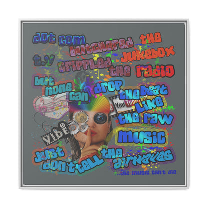 drop the beat - framed canvas art (dark grey)
