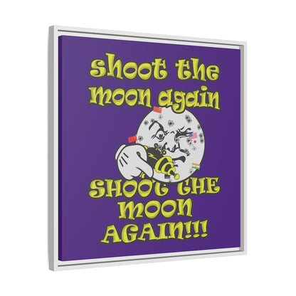 shoot the moon again - framed canvas art (purple)