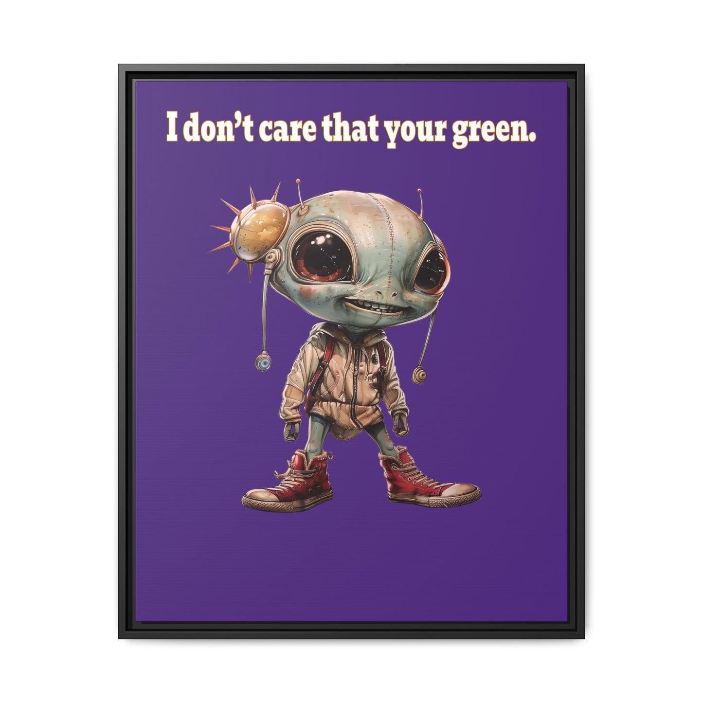 I don't care that your green - framed canvas art (purple)