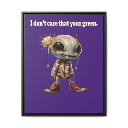 I don't care that your green - framed canvas art (purple)