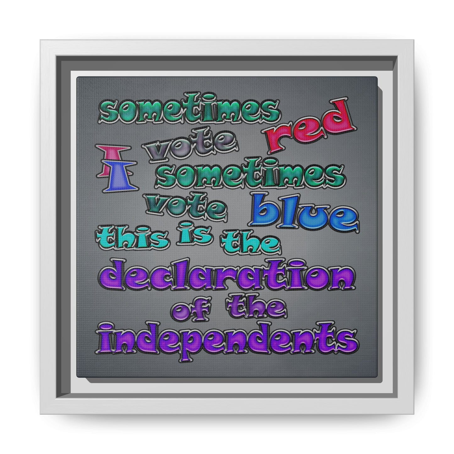 declaration of the independents - framed canvas art (grey-light grey)