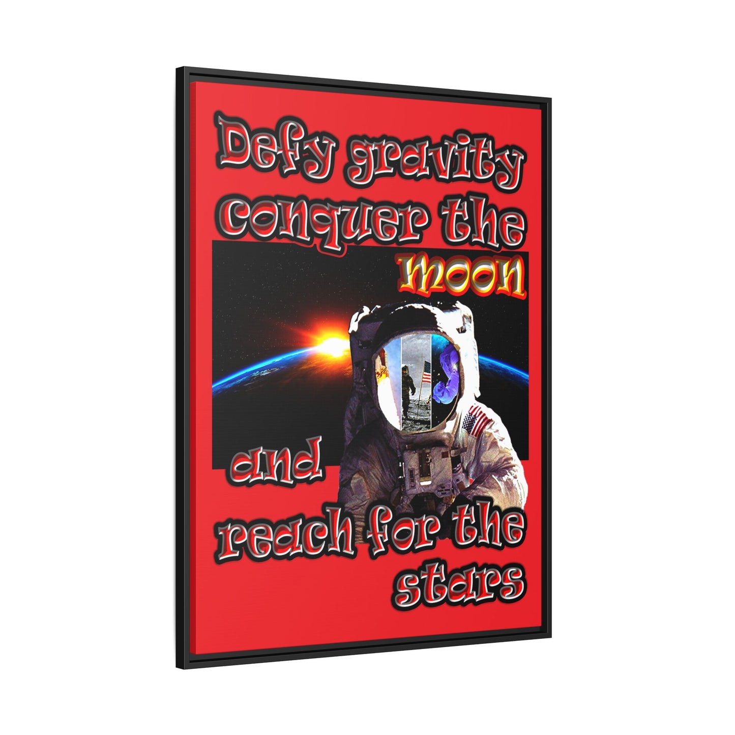 defy conquer reach - framed canvas art (red)