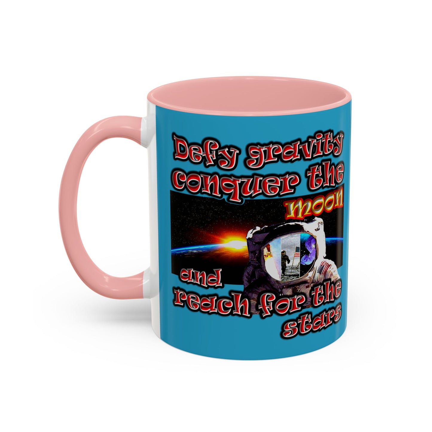 defy conquer reach - Accent Mug (turquoise)