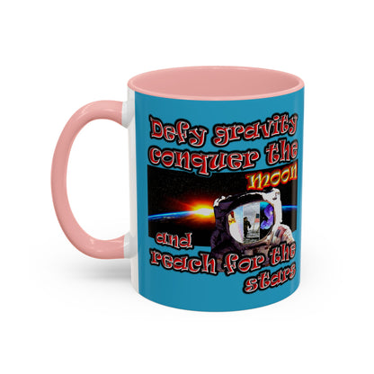 defy conquer reach - Accent Mug (turquoise)