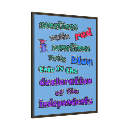 declaration of the independents - framed canvas art (light blue)