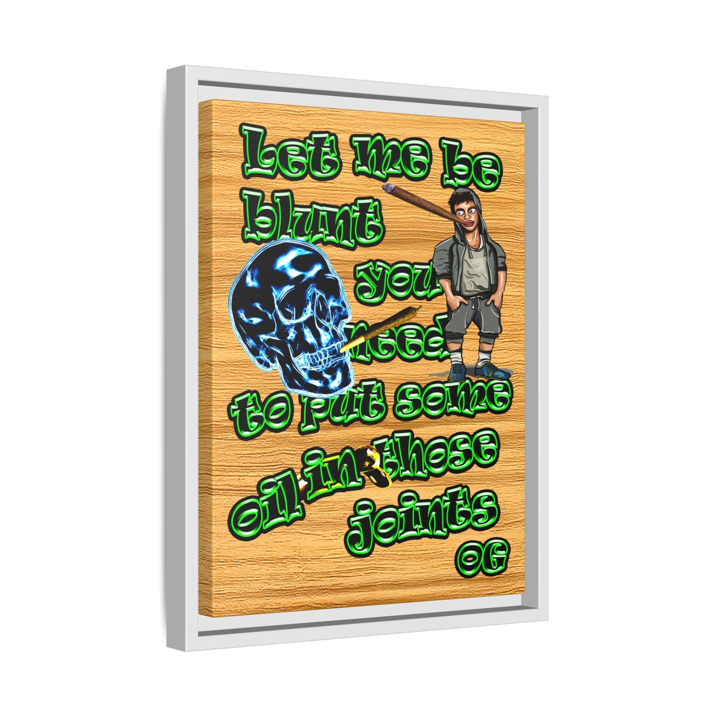 og - framed canvas art (butterscotch wood finish)