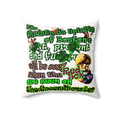 christmas spirits of boston - Faux Suede Square Pillow - (white)