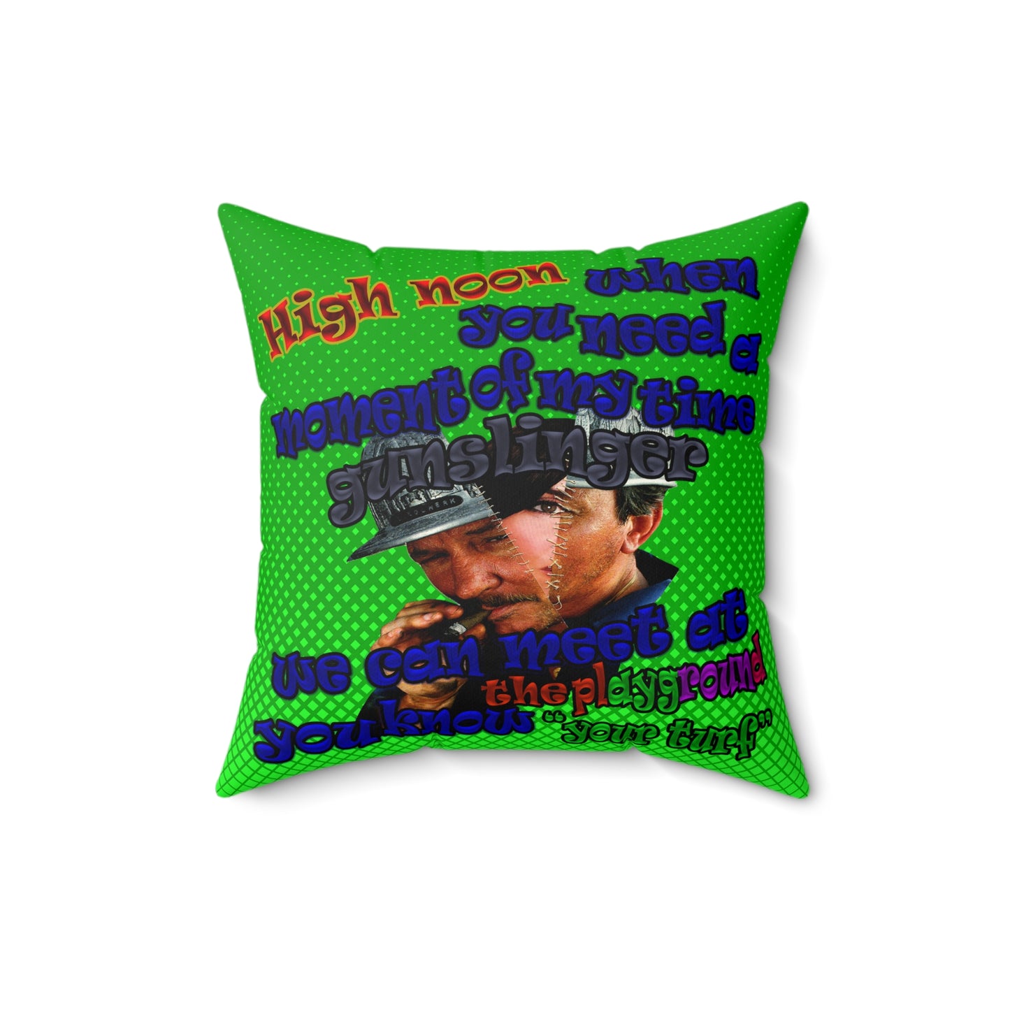 high noon - Faux Suede Square Pillow - (logo green)