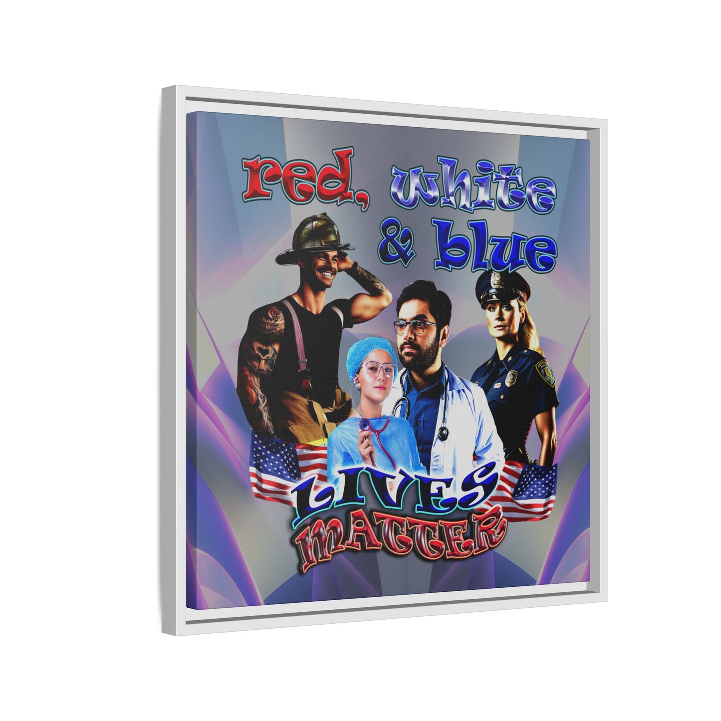 rw&b lives matter - framed canvas art (grey-pink wave)