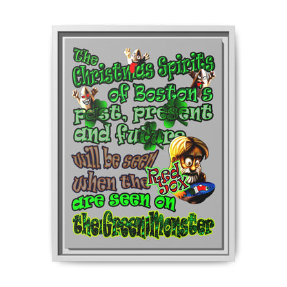 christmas spirits of boston - framed canvas art (light grey)