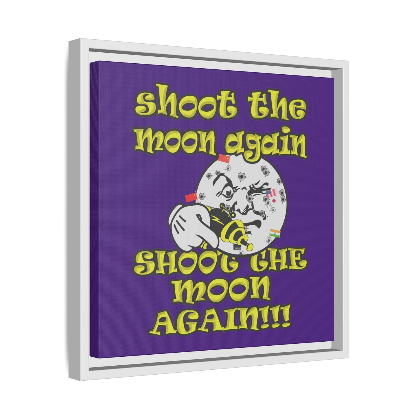 shoot the moon again - framed canvas art (purple)