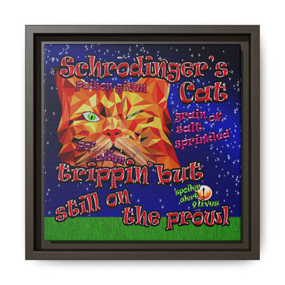 schrodinger's cat - framed canvas art ('snoops' background)